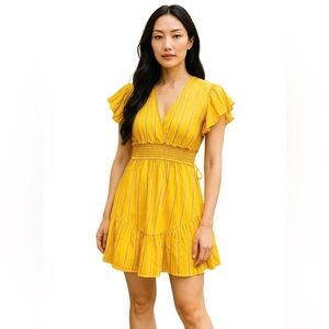 SAYLOR Adrianne Ruffle-Sleeve V-Neck Gauze Mini Dress Spring/Summer size small